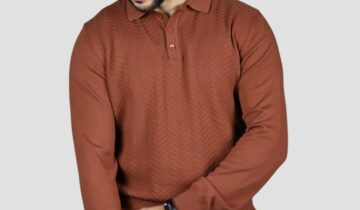 Pull Col Polo Boutonné Fantaisie – Brique