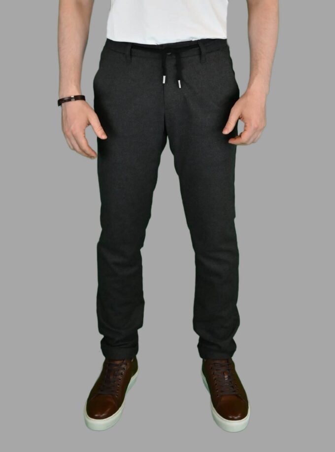 Pantalon Slim  En Flanelle - Gris Anthracite