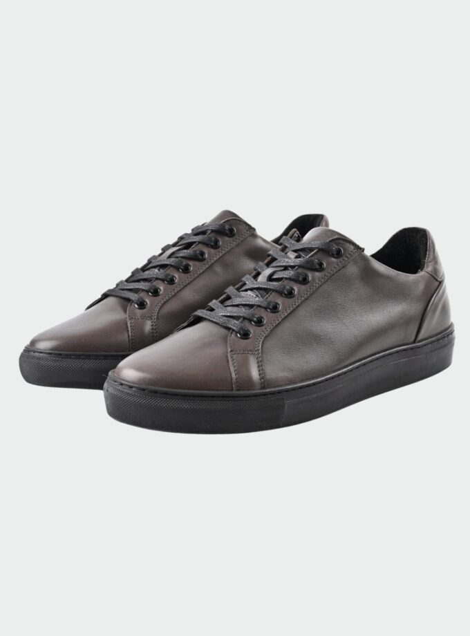 baskets basses cuir lisse – marron