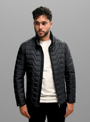 Blouson Matelassée Col Biker - Noir