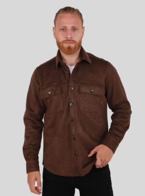Surchemise Stretch Aspect Daim - Marron