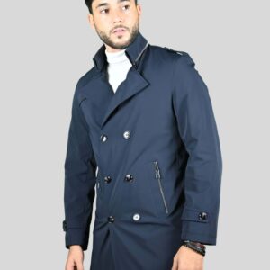 Trench-coat Croisé Décontracté - Bleu Marine