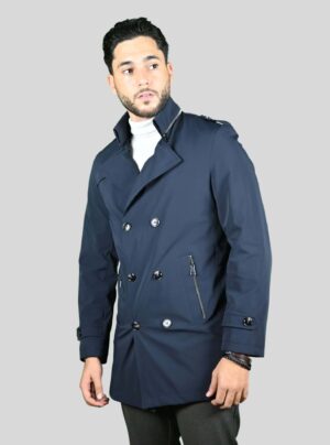 Trench-coat Croisé Décontracté - Bleu Marine