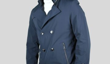 Trench-coat Croisé Décontracté – Bleu Marine