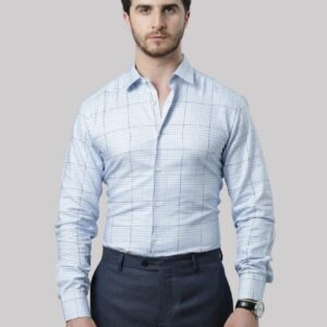 Chemise Ajustée Décontractée Carreaux - Bleu Ciel