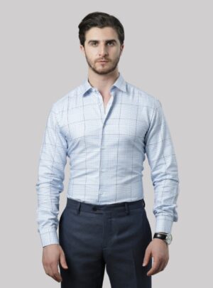 Chemise Ajustée  Décontractée Carreaux - Bleu Ciel