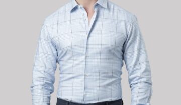 Chemise Ajustée  Décontractée Carreaux – Bleu Ciel