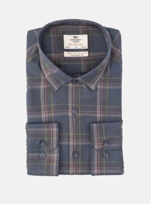 Chemise Ajustée  Décontractée Carreaux - Bleu Indigo