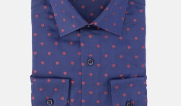 Chemise Ajustée Décontractée À Cœurs – Bleu Marine