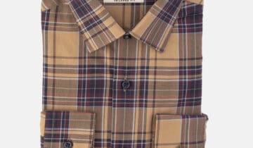 Chemise Ajustée Décontractée Carreaux – Beige Foncé