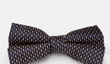 Nœud Papillon À Motif Tissé – Marron / Bleu Marine