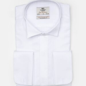 Chemise Ajustée Col Cassé À Boutons Manchette - Blanc