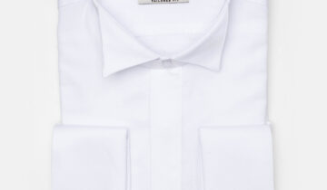 Chemise Ajustée Col Cassé À Boutons Manchette – Blanc