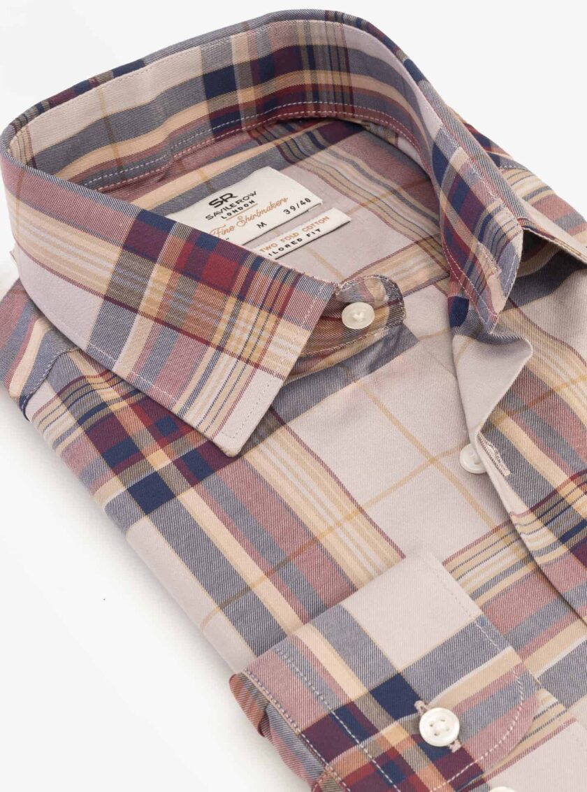 Chemise Ajustée Décontractée Carreaux - Beige – Image 2