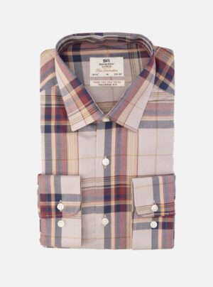 Chemise Ajustée Décontractée Carreaux - Beige