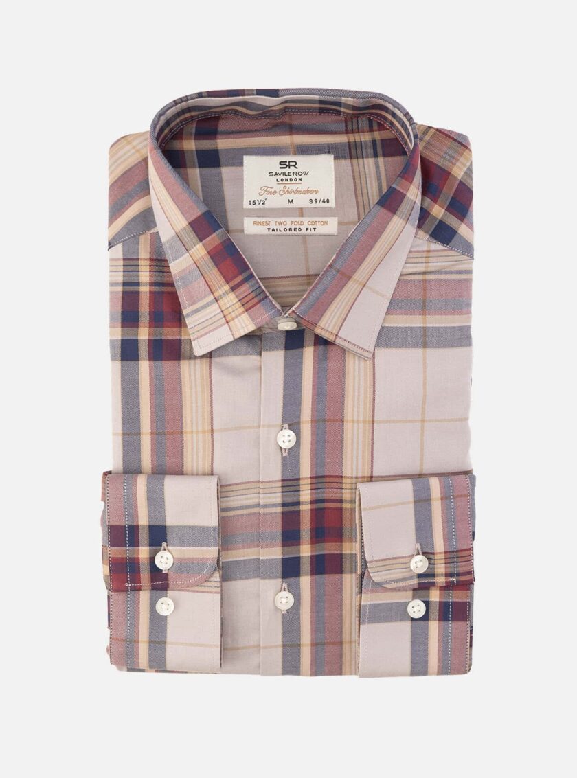 Chemise Ajustée Décontractée Carreaux - Beige