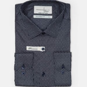 Chemise Double Retors À Motif Hexagonal - Bleu Marine