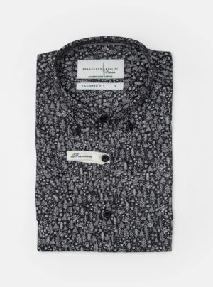 Chemise À Manches Courtes Imprimée Floral - Noir