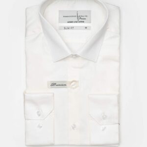 Chemise Slim Fit Double Retors Coton - Ecru