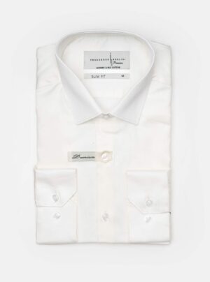 Chemise Slim Fit Double Retors Coton - Ecru