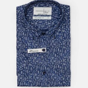 Chemise À Manches Courtes Imprimée Floral - Bleu Marine