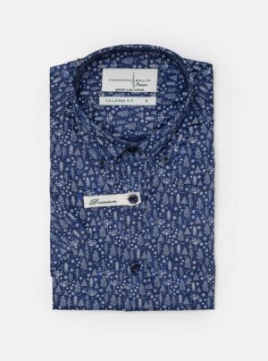Chemise À Manches Courtes Imprimée Floral - Bleu Marine