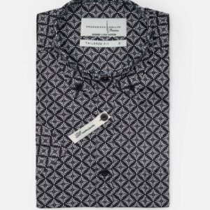 Chemise Manches Courtes À Motif Floral Stylisé - Noir