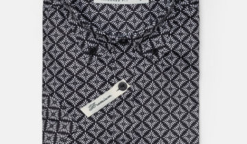 Chemise Manches Courtes À Motif Floral Stylisé – Noir