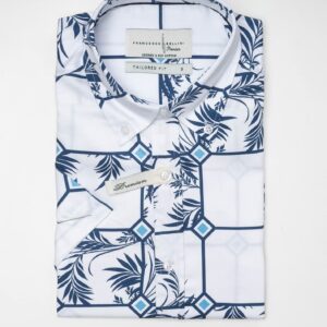 Chemise Manches Courtes À Motif Tropical - Blanc