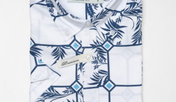 Chemise Manches Courtes À Motif Tropical – Blanc