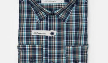 Chemise Double Retors Carreaux – Bleu Nuit