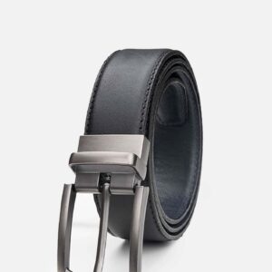 Ceinture Réversible En Cuir - Noir / Bleu Marine