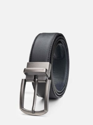 Ceinture Réversible En Cuir - Noir / Bleu Marine