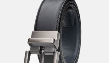 Ceinture Réversible En Cuir – Noir / Bleu Marine