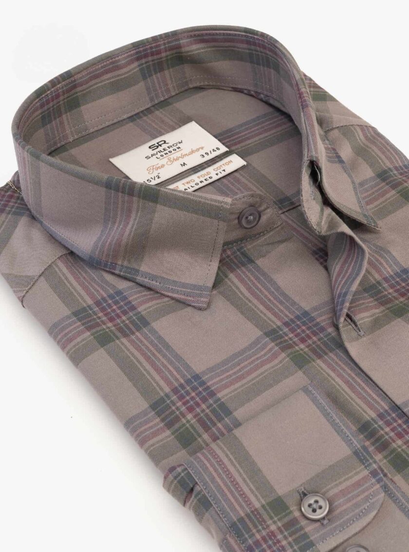 Chemise Ajustée  Décontractée Carreaux - Beige – Image 2