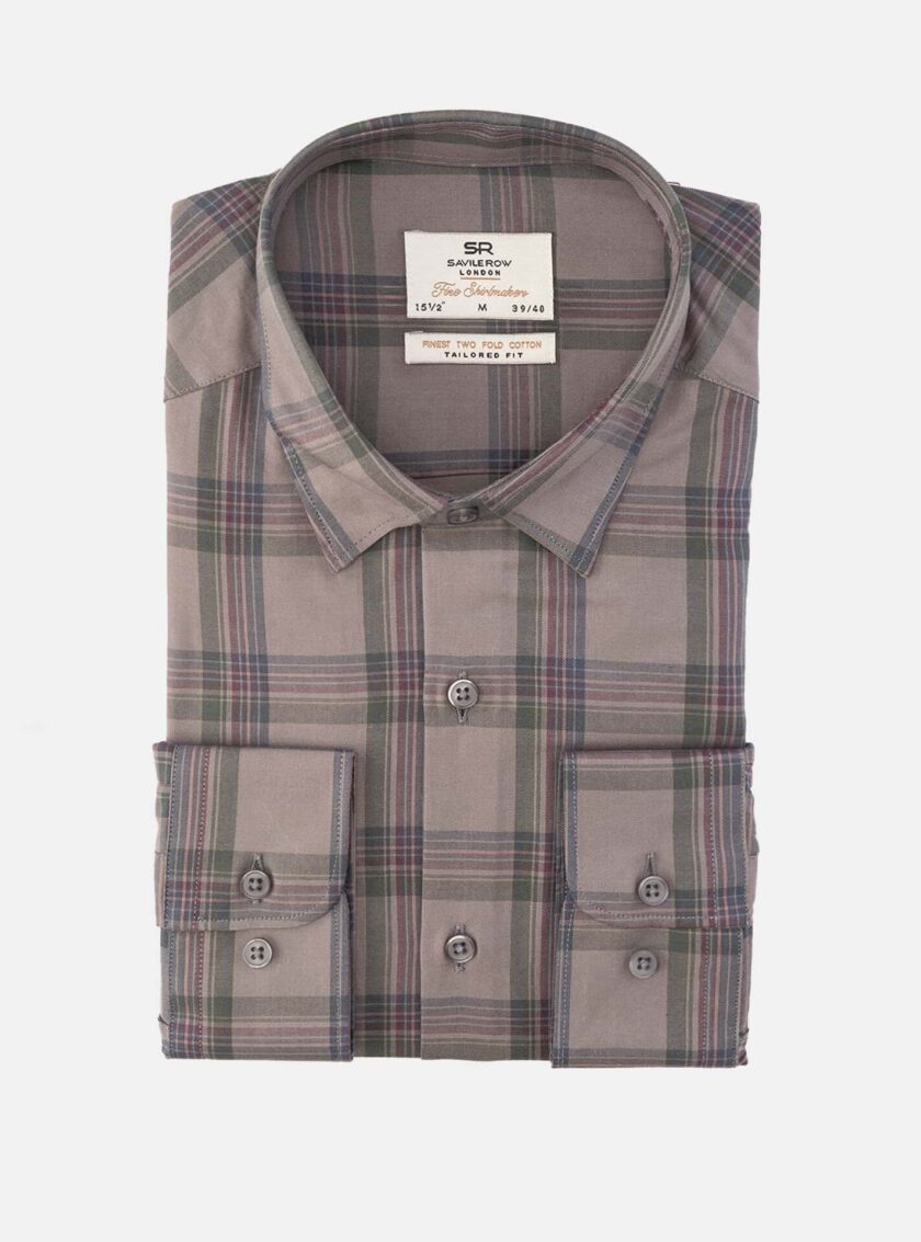 Chemise Ajustée  Décontractée Carreaux - Beige