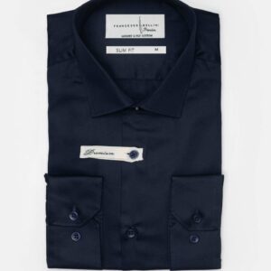 Chemise Slim Fit Double Retors Coton - Bleu Marine