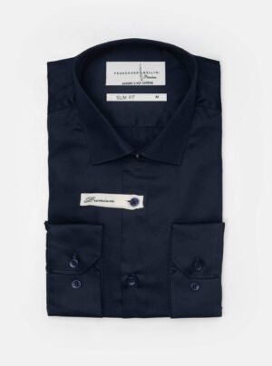 Chemise Slim Fit Double Retors Coton - Bleu Marine