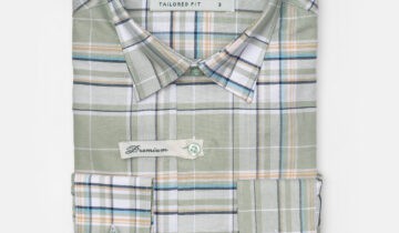 Chemise Ajustée Carreaux – Vert Olive
