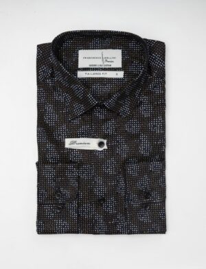 Chemise Double Retors À Motif Croix - Noir / Tabac