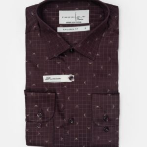 Chemise Ajustée À Carreaux Fins - Bordeaux