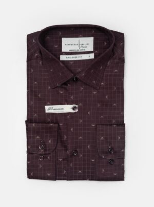 Chemise Ajustée À Carreaux Fins - Bordeaux