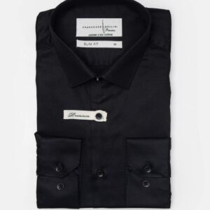 Chemise Slim Fit Double Retors Coton - Noir