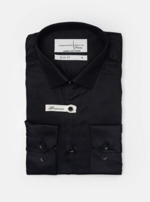 Chemise Slim Fit Double Retors Coton - Noir