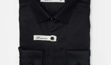 Chemise Slim Fit Double Retors Coton – Noir