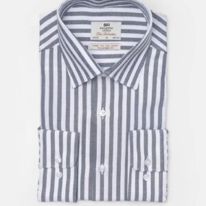 Chemise Ajustée À Rayures - Bleu Marine