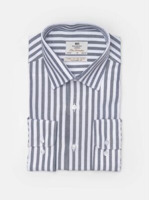 Chemise Ajustée À Rayures - Bleu Marine