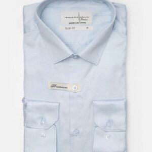 Chemise Slim Fit Double Retors Coton - Bleu Ciel Clair