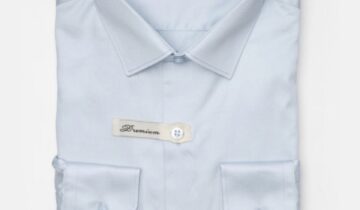 Chemise Slim Fit Double Retors Coton – Bleu Ciel Clair