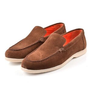 Mocassin Bateau En Daim - Taupe